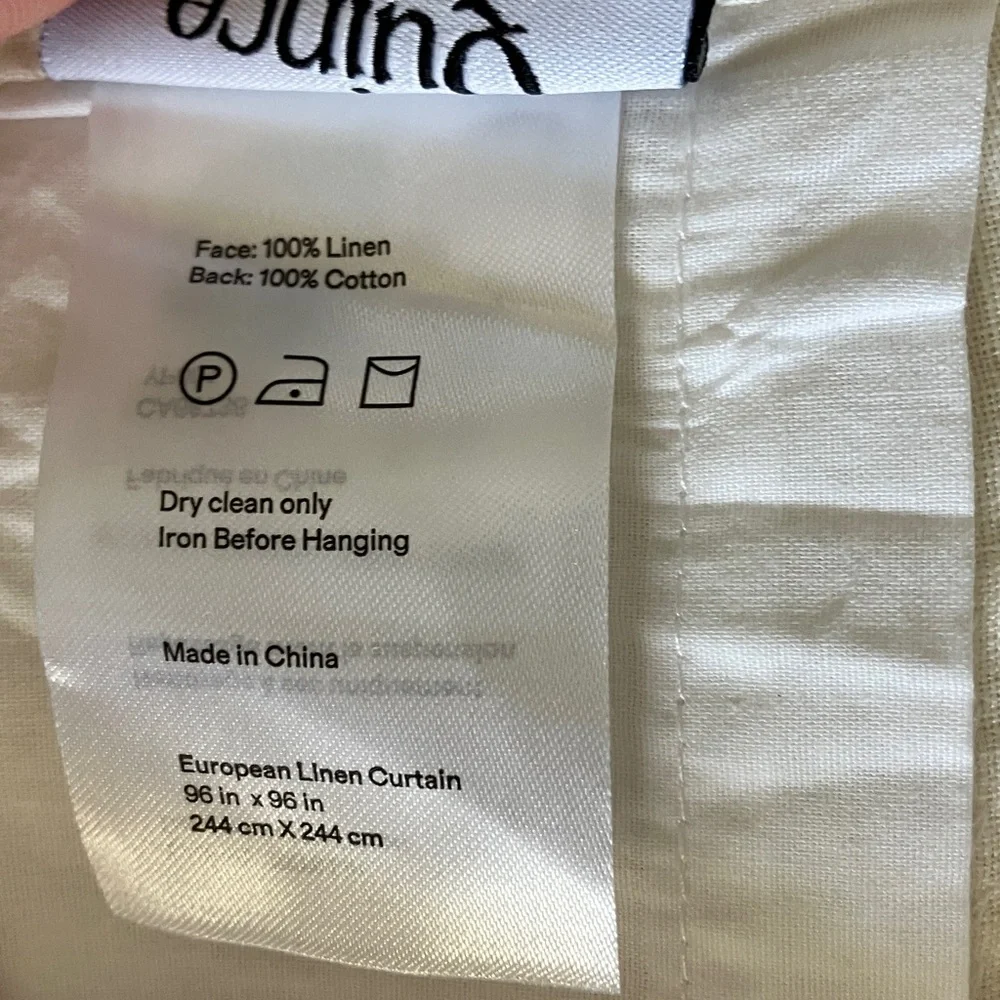 Quince 96x96 Linen light filtering Curtain panel Ivory